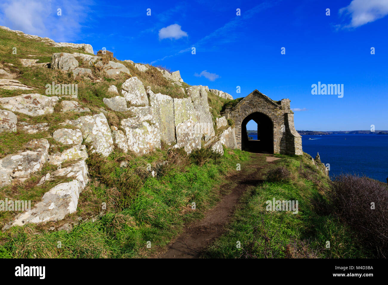 Queen Anne’s grotto, Penlee lookout, Rame Head, Torpoint, Cornwall, England. Used as a location