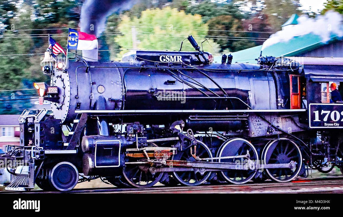 great smoky mountains train ride in bryson city nc Stock Photo