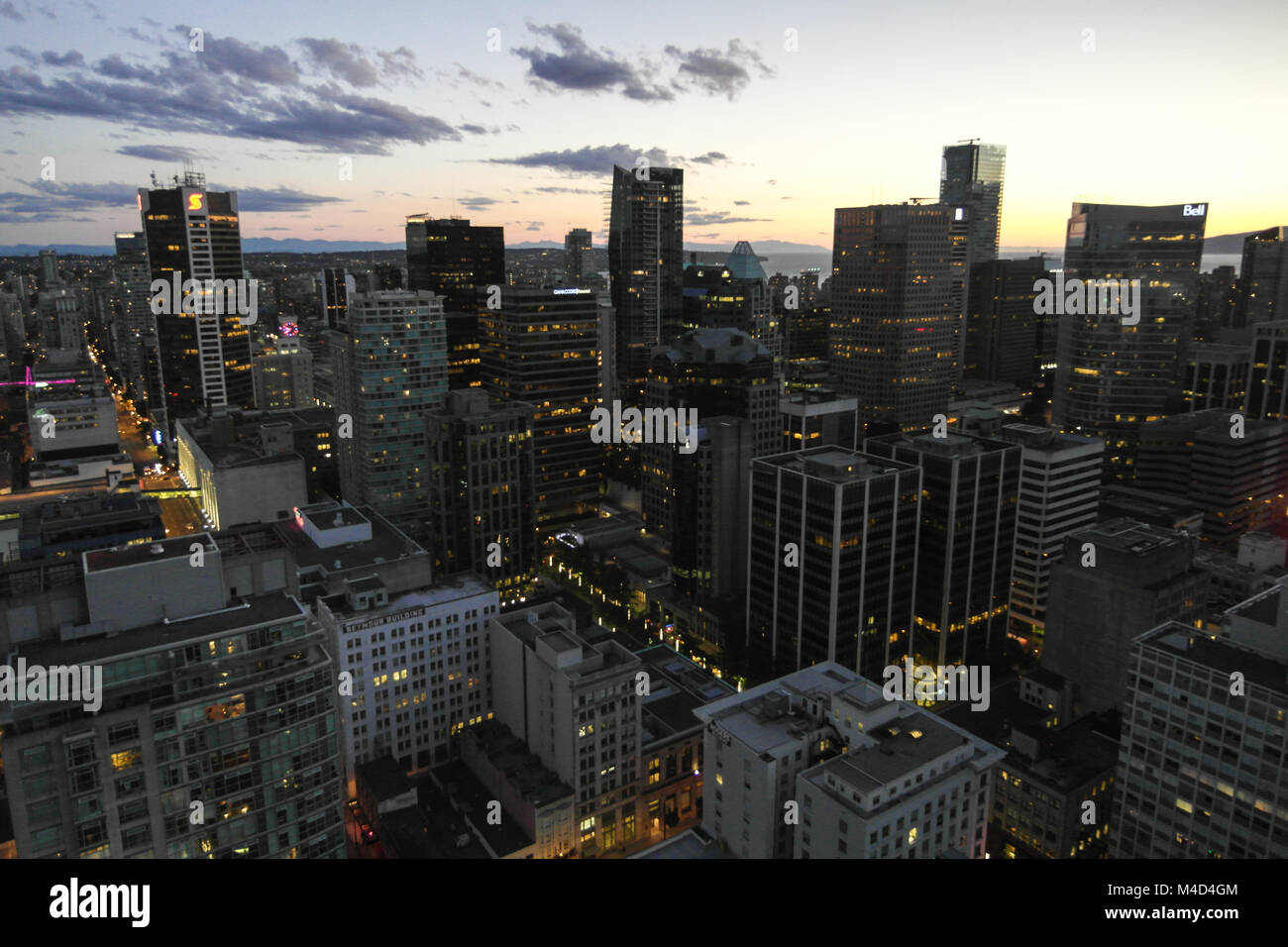 Vancouver Skyline by night Stock Photo - Alamy