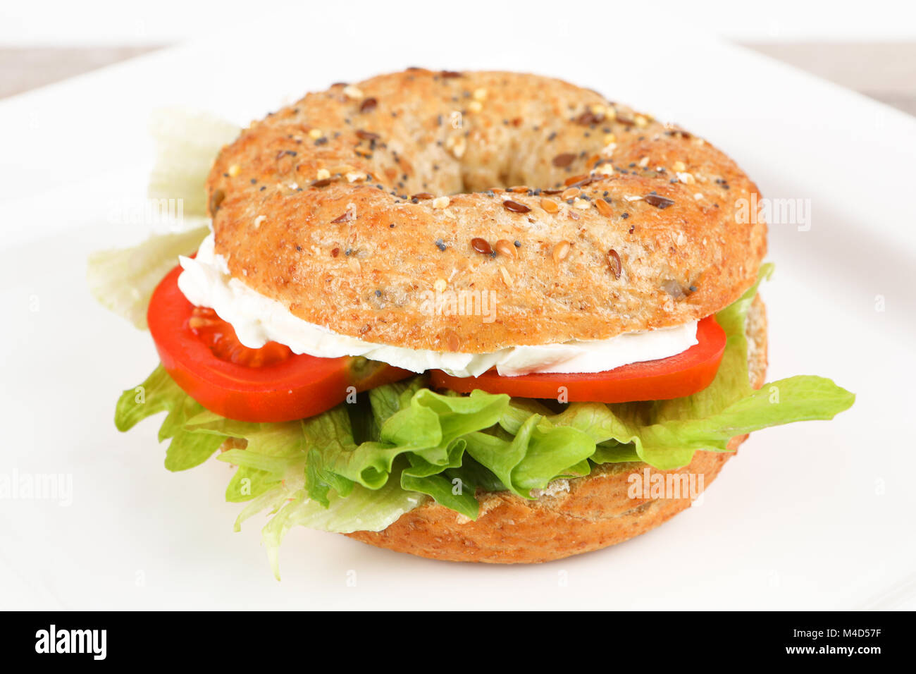 Bagel And Cream Cheese Stock Photo - Download Image Now - Cream