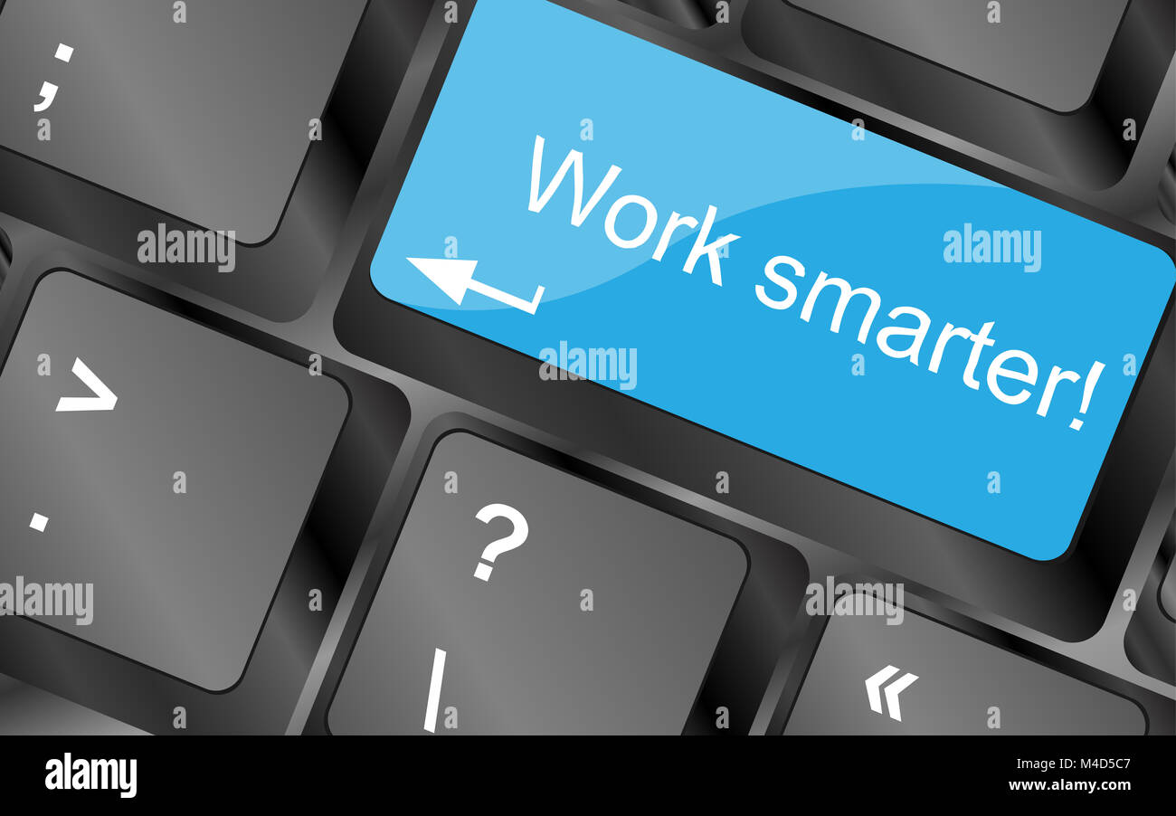 Work smarter.  Computer keyboard keys. Inspirational motivational quote. Stock Photo