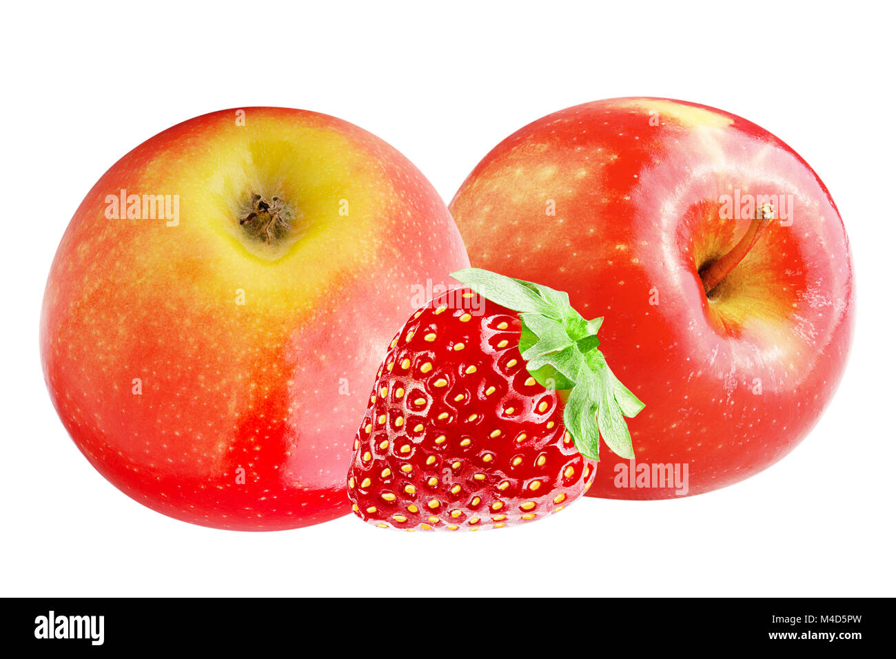 Isolated various fruits. Fresh apple and strawberry isolated on white ...