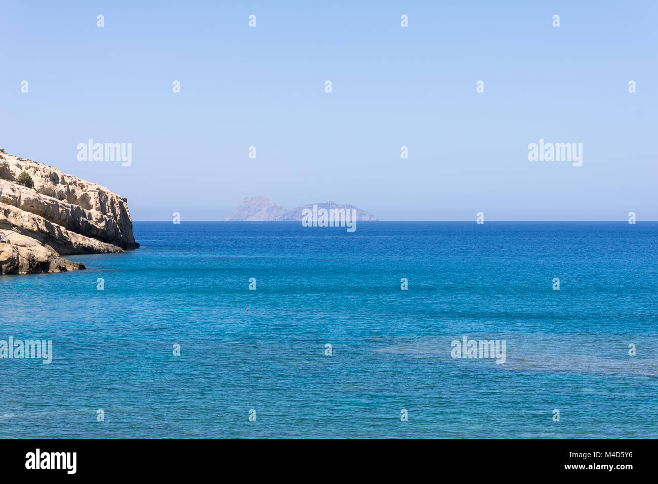Cliff in the Libyan Sea in Matala, Crete Stock Photo