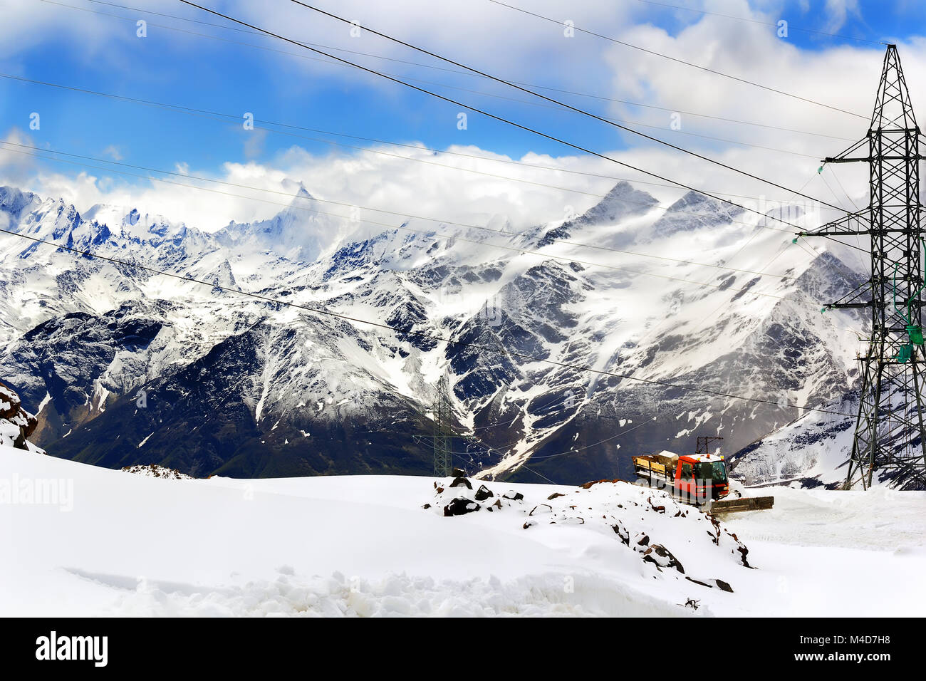 Snowmobile dune buggy vehicle in mountains Stock Photo Alamy