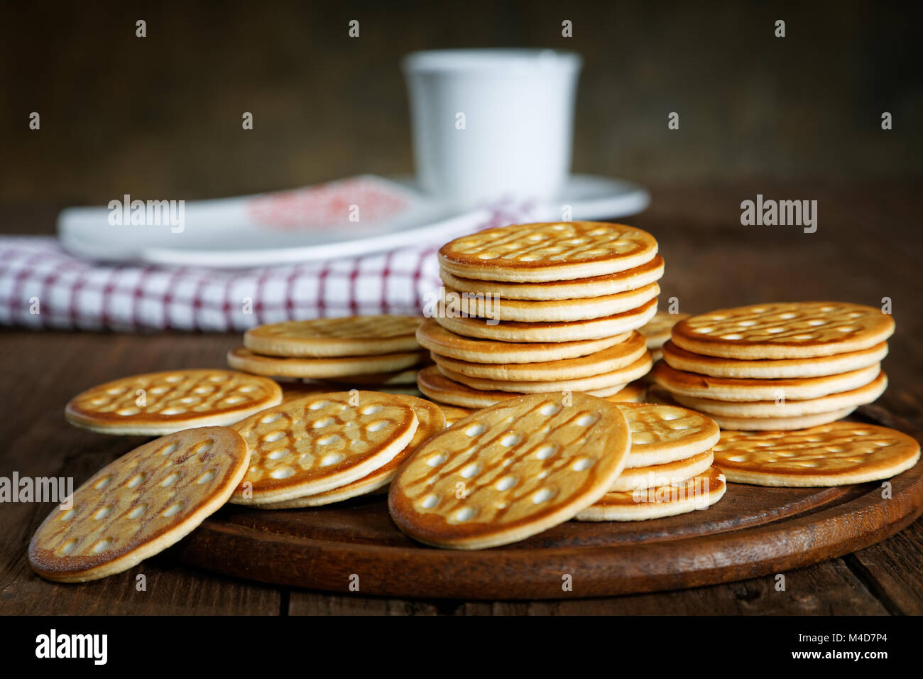 tea and cookies on a rustic table Stock Photo