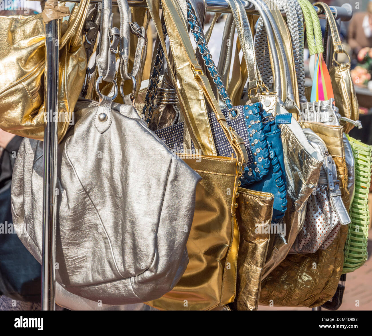 bags on a flee market Stock Photo