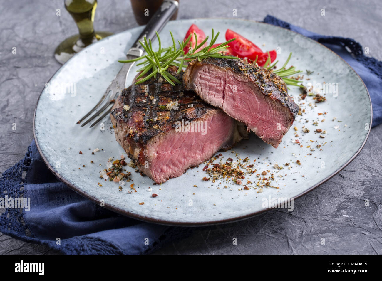 Barbecue Entrecote Steak on Plate Stock Photo - Alamy