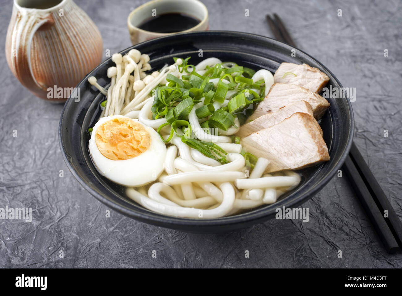 Chicken Udon Soup in Bowl Stock Photo Alamy