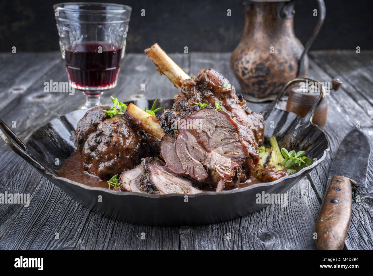 Lamb Knuckles with Vegetable in Red Wine Sauce Stock Photo Alamy