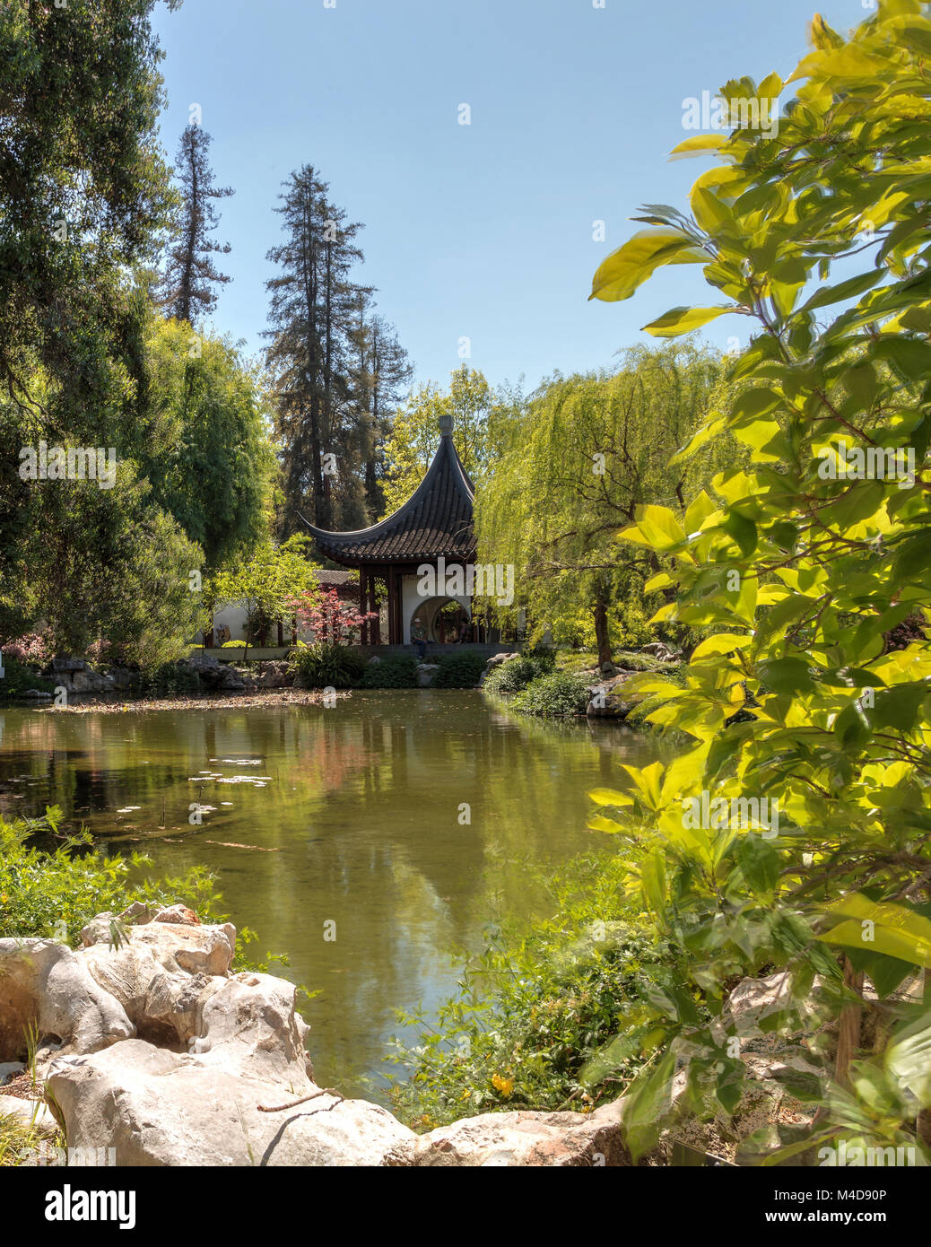 Chinese garden at the Huntington Botanical Gardens Stock Photo
