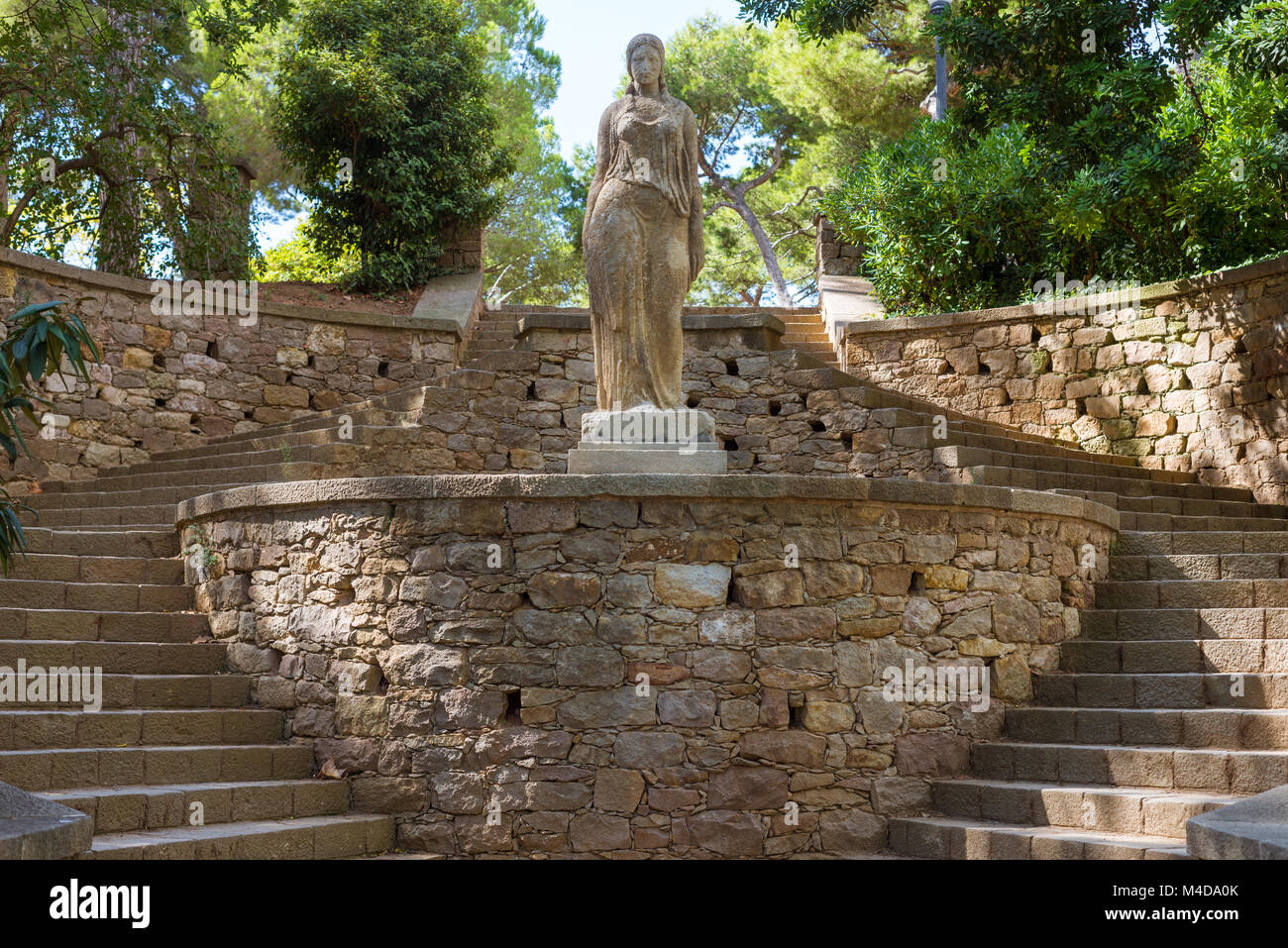 Statue in the Montjuic city park, Barcelona Stock Photo - Alamy