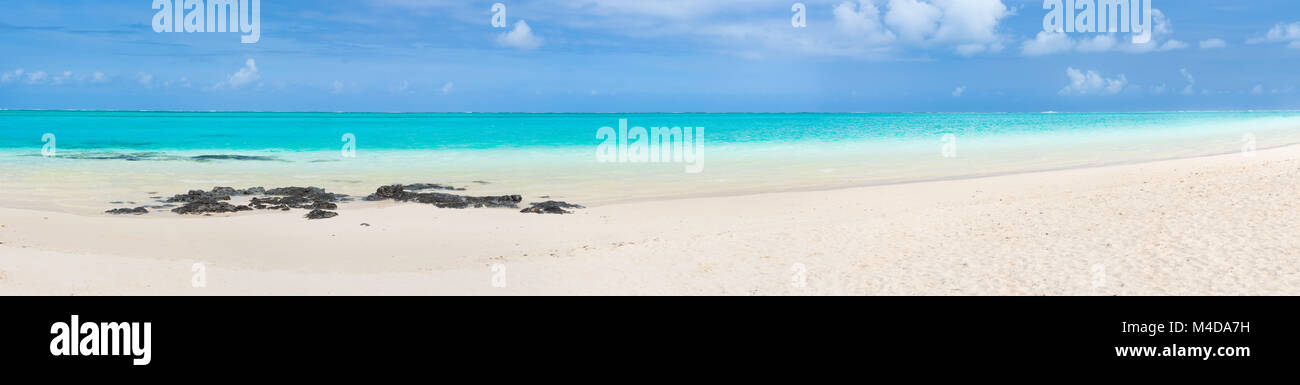 Pointe d'Esny beach, Mauritius. Panorama Stock Photo