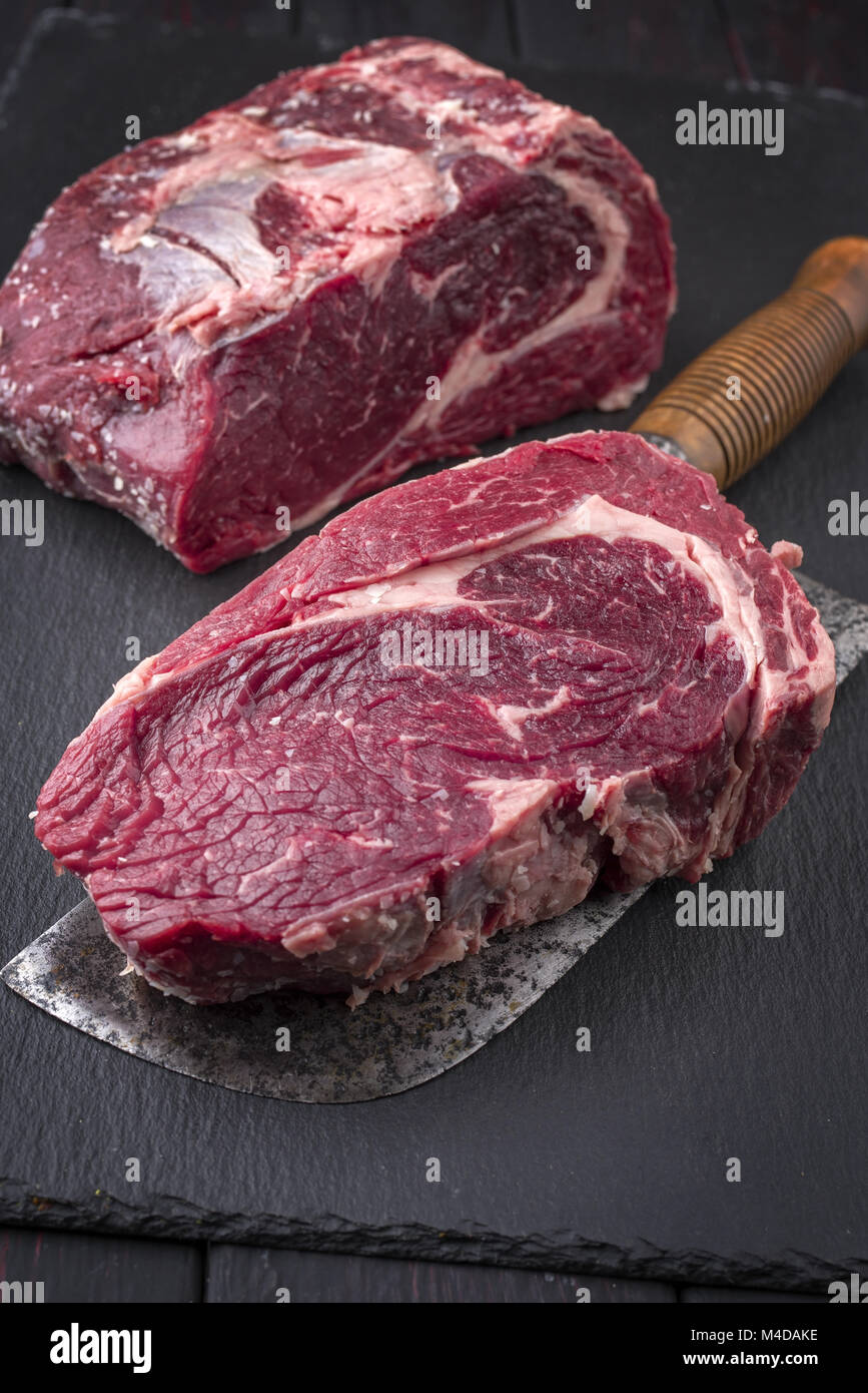 Dry Aged Wagyu Entrecote Steak on slate slab Stock Photo Alamy