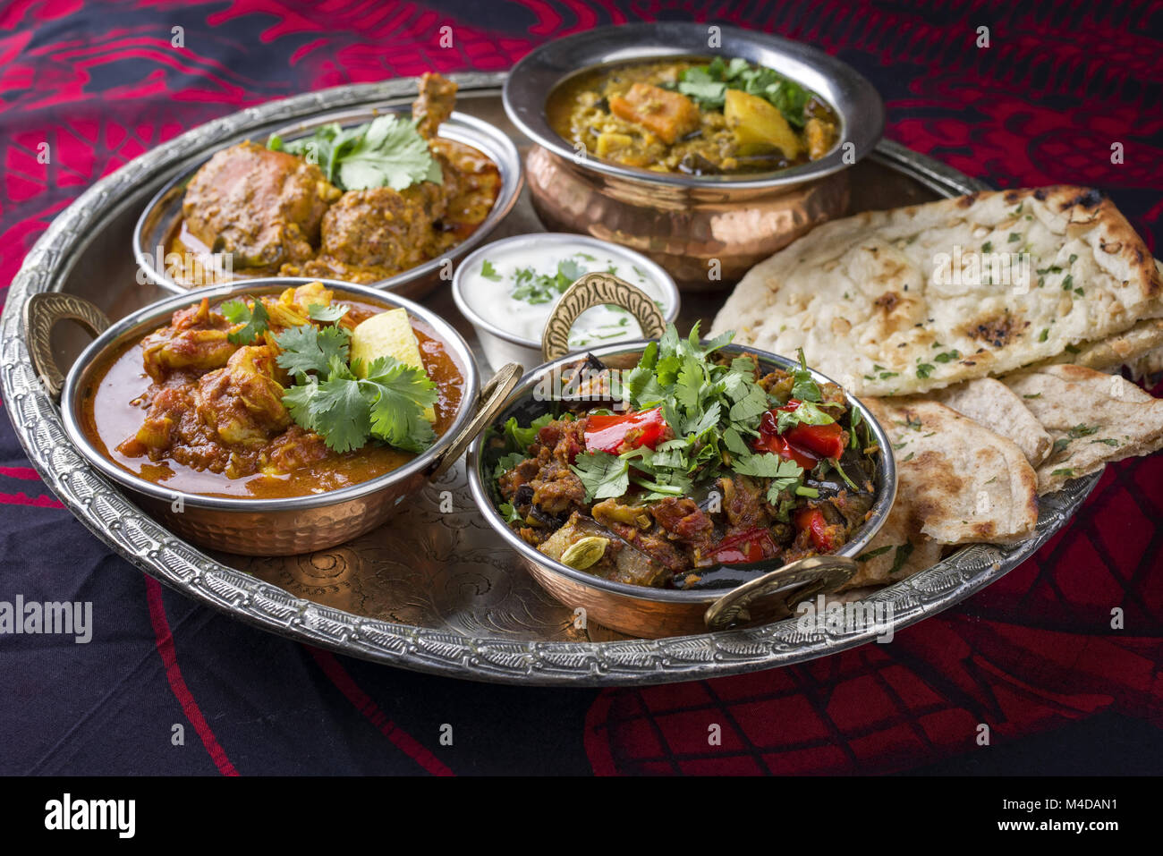 Indian Dishes on traditional Thali Stock Photo Alamy
