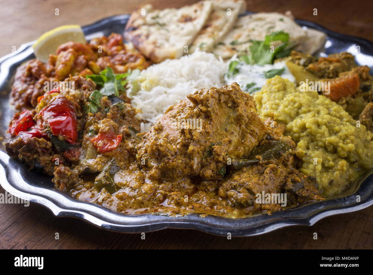 Indian Dishes on traditional Thali Stock Photo Alamy