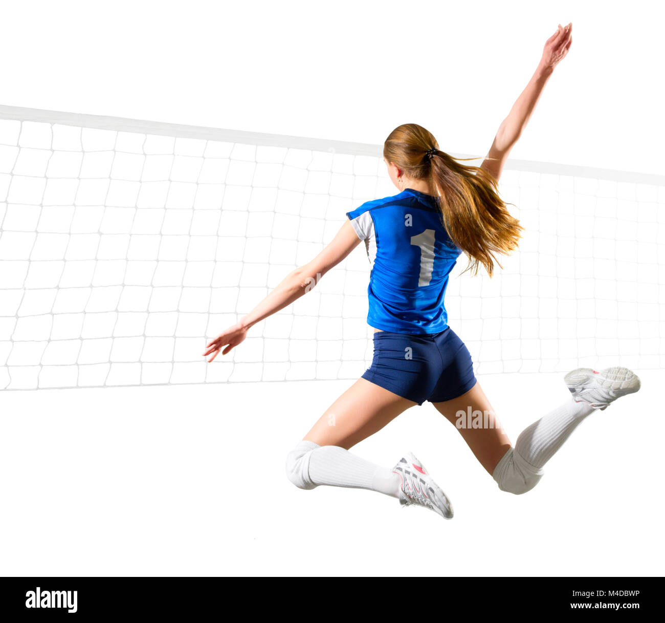 Young girl volleyball player isolated Stock Photo - Alamy