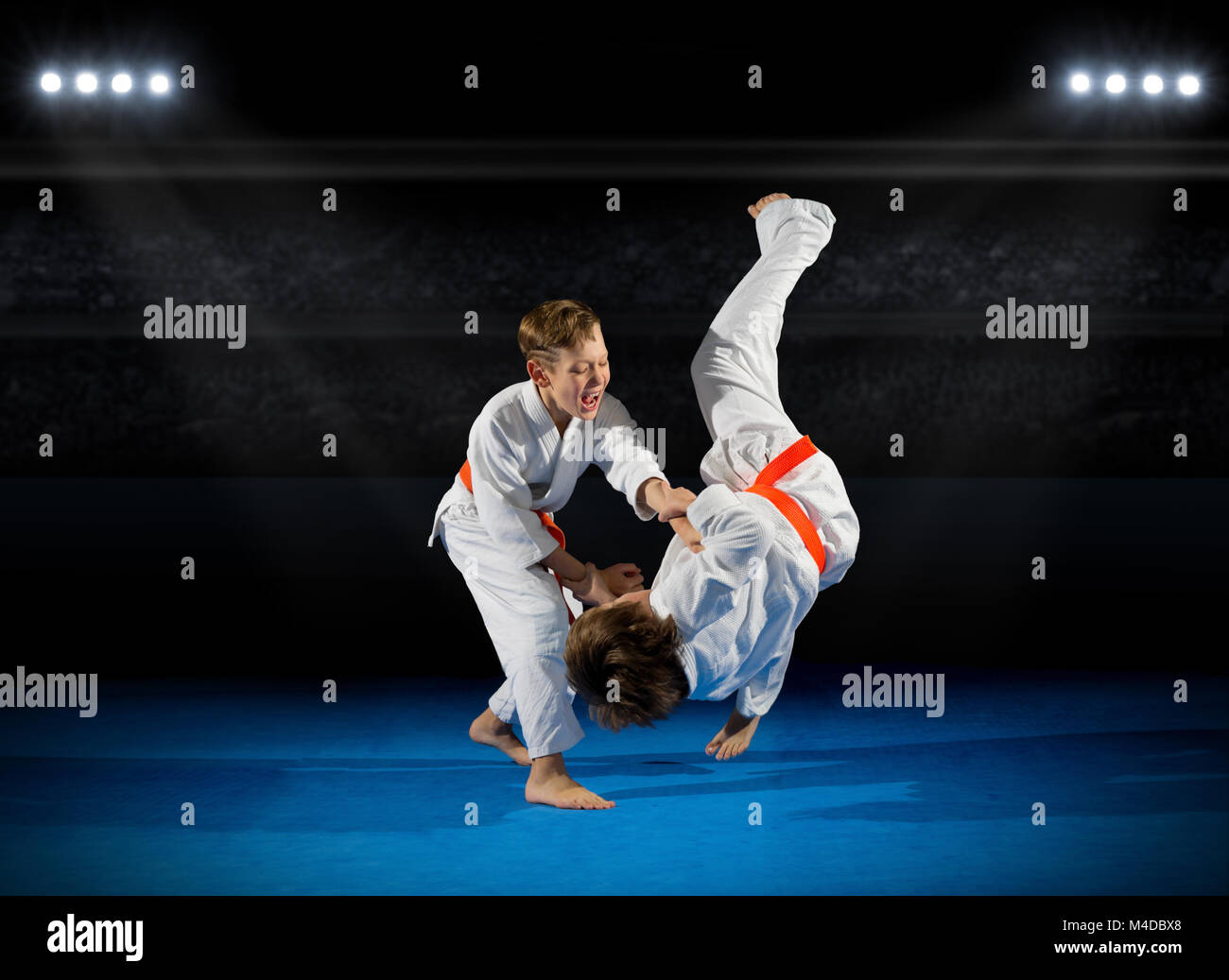 Children martial arts fighters at sports hall Stock Photo Alamy