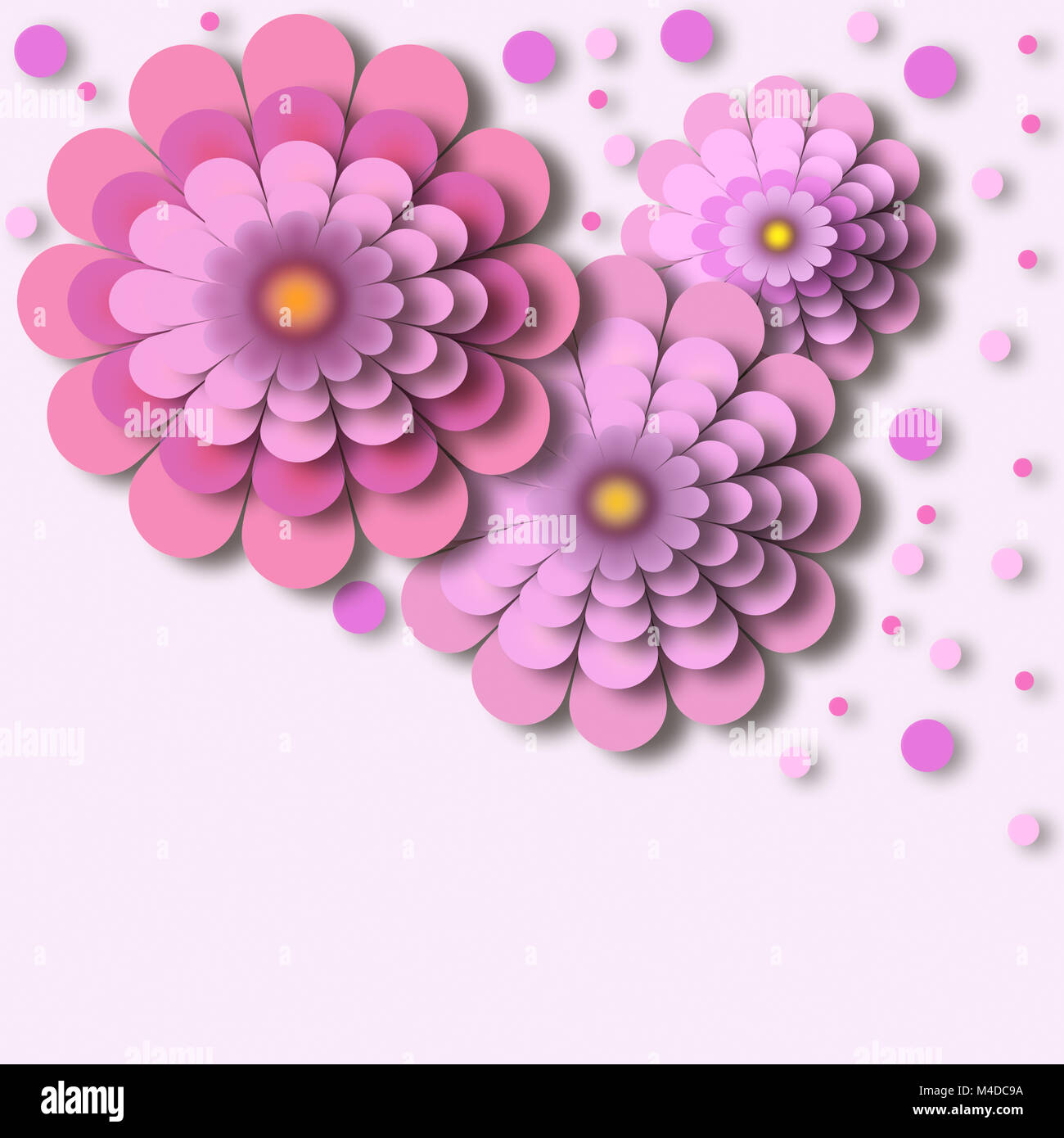 Abstract floral background pink flowers with 3d effect Stock Photo