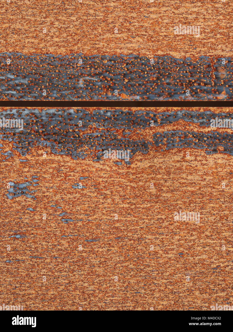 Rusty metal plates with a dark joint Stock Photo