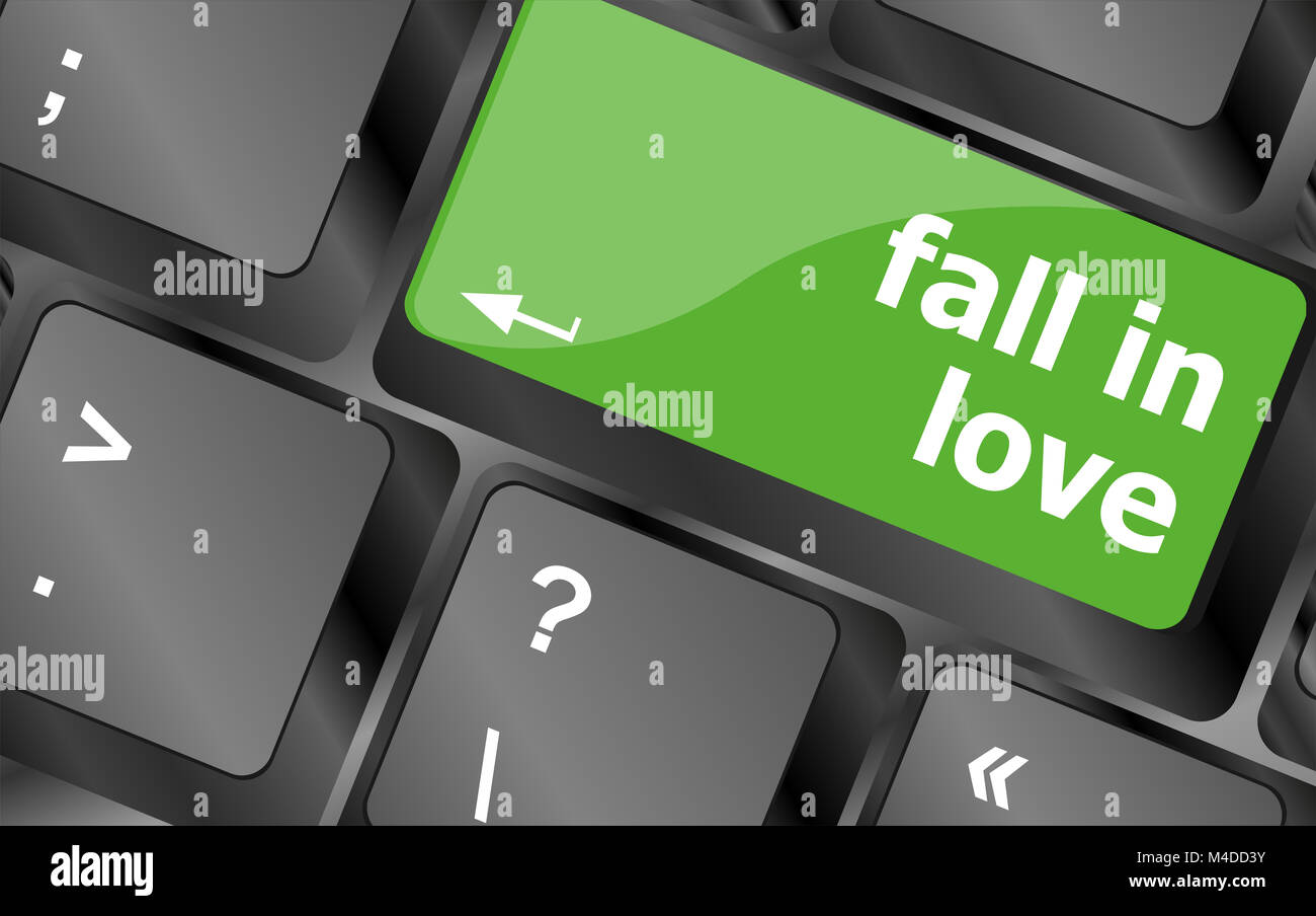 Modern keyboard key with words fall in love Stock Photo