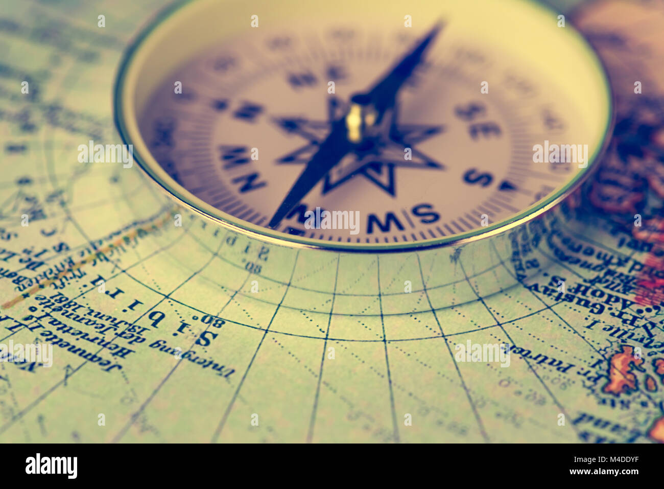 compass on the world map Stock Photo - Alamy