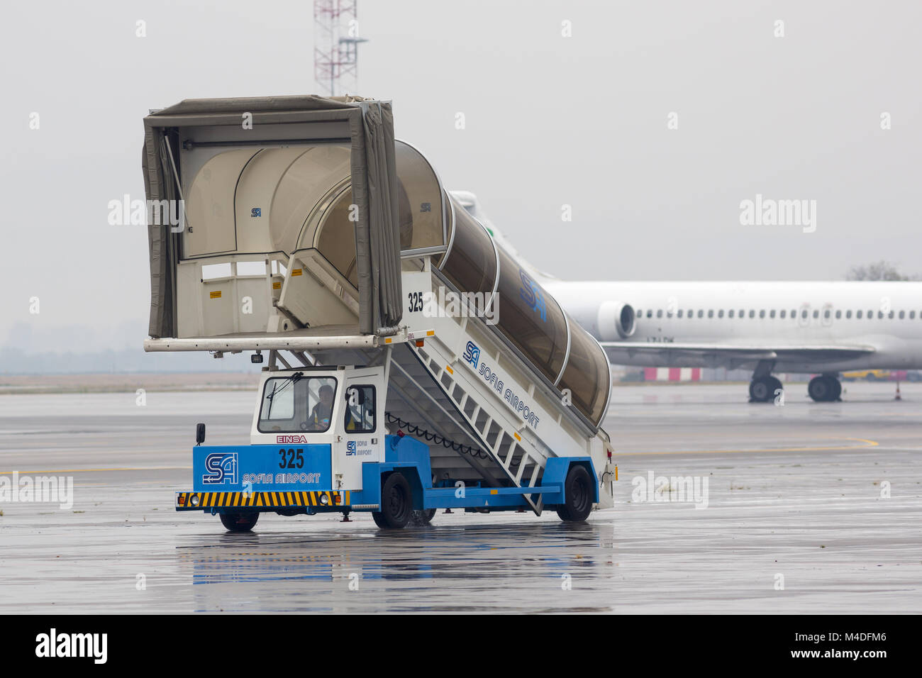 Airport ladder car Stock Photo Alamy