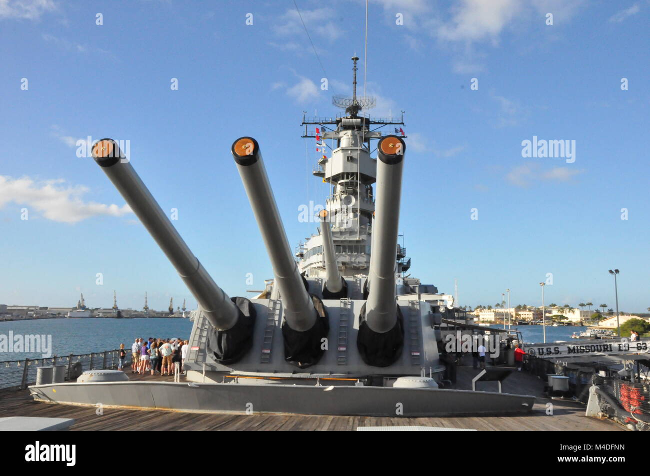 USS Missouri Battleship at Pearl Harbor in Hawaii Stock Photo