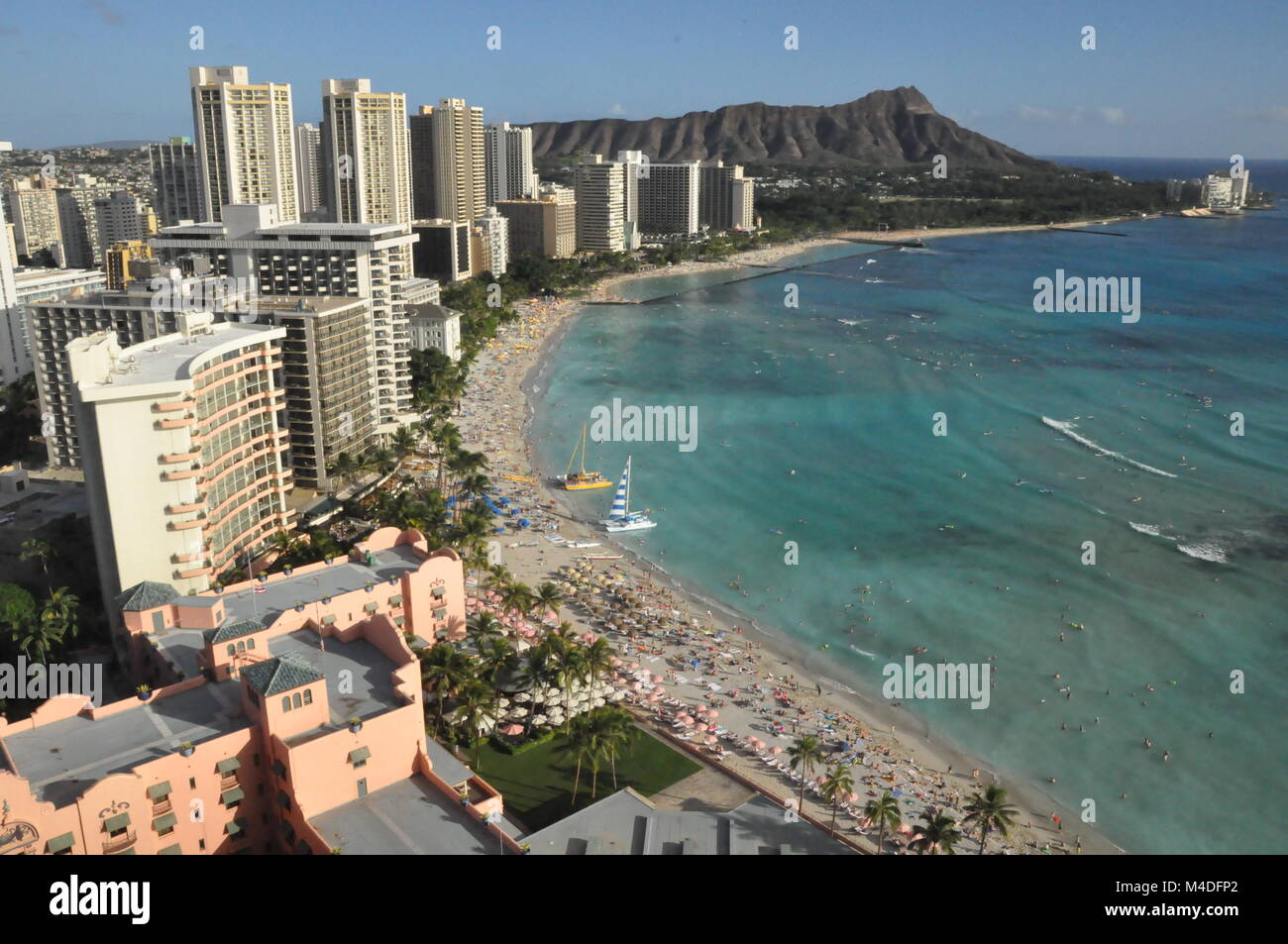 Aerial view waikiki beach in hi-res stock photography and images - Alamy