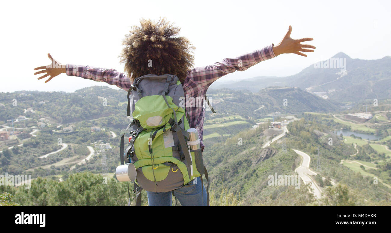 Expressive happy traveler Stock Photo