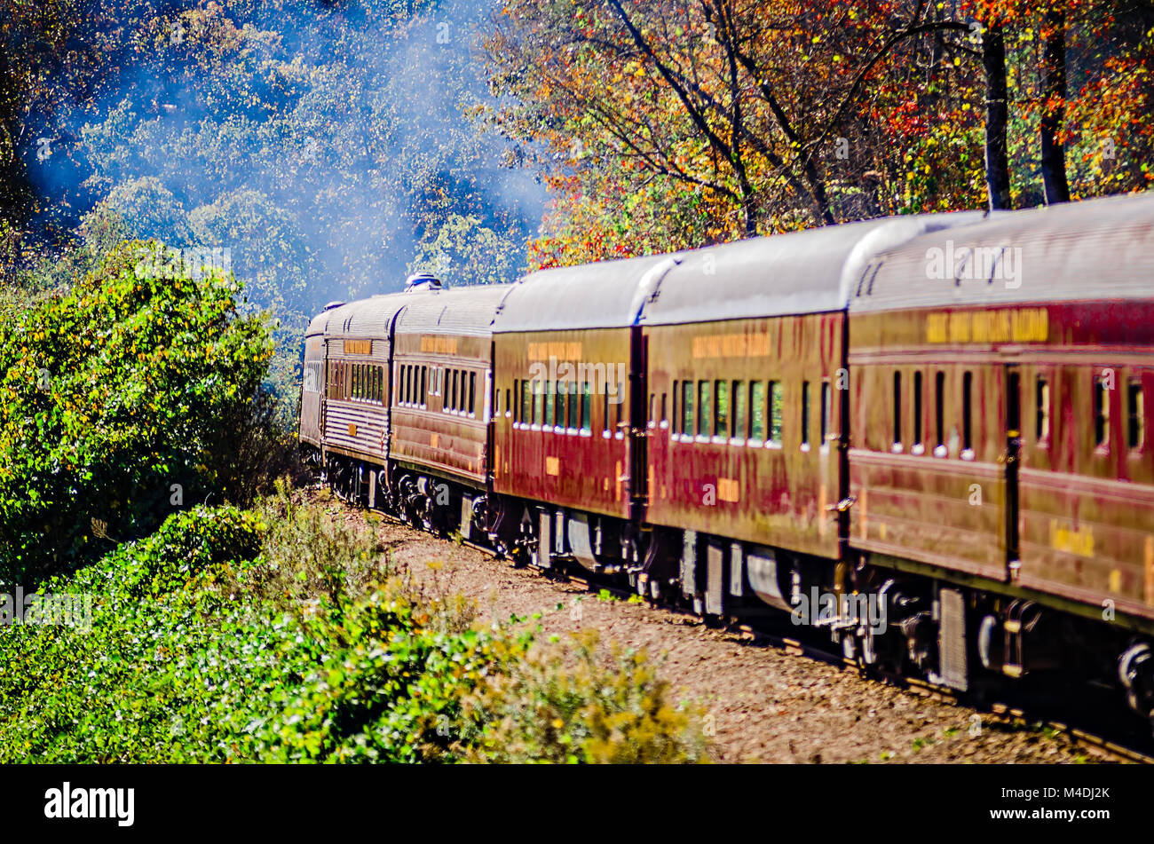 Train passenger car of great smoky mountains railroad Stock Photo Alamy
