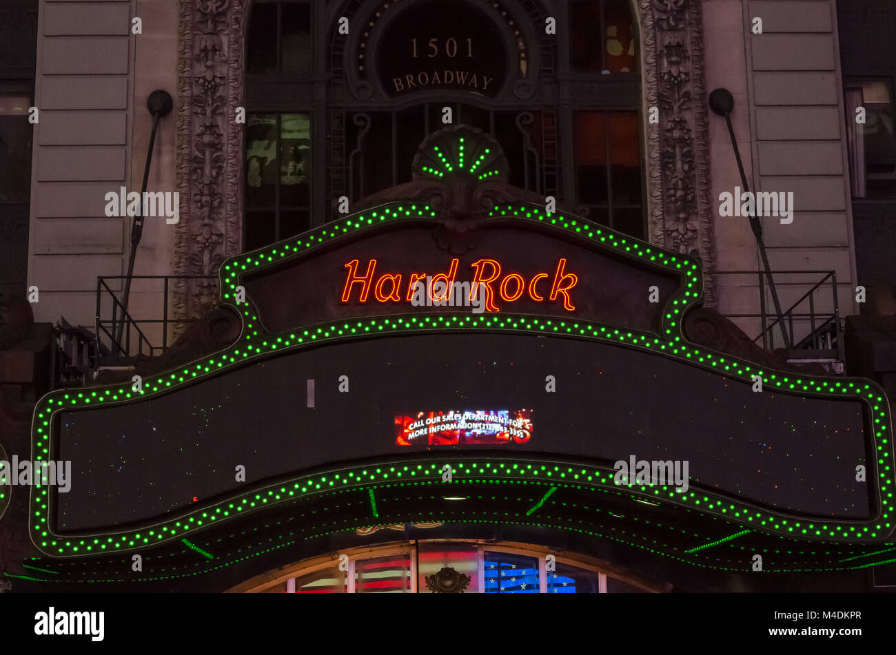 Illuminated facades of Broadway stores and theaters Stock Photo