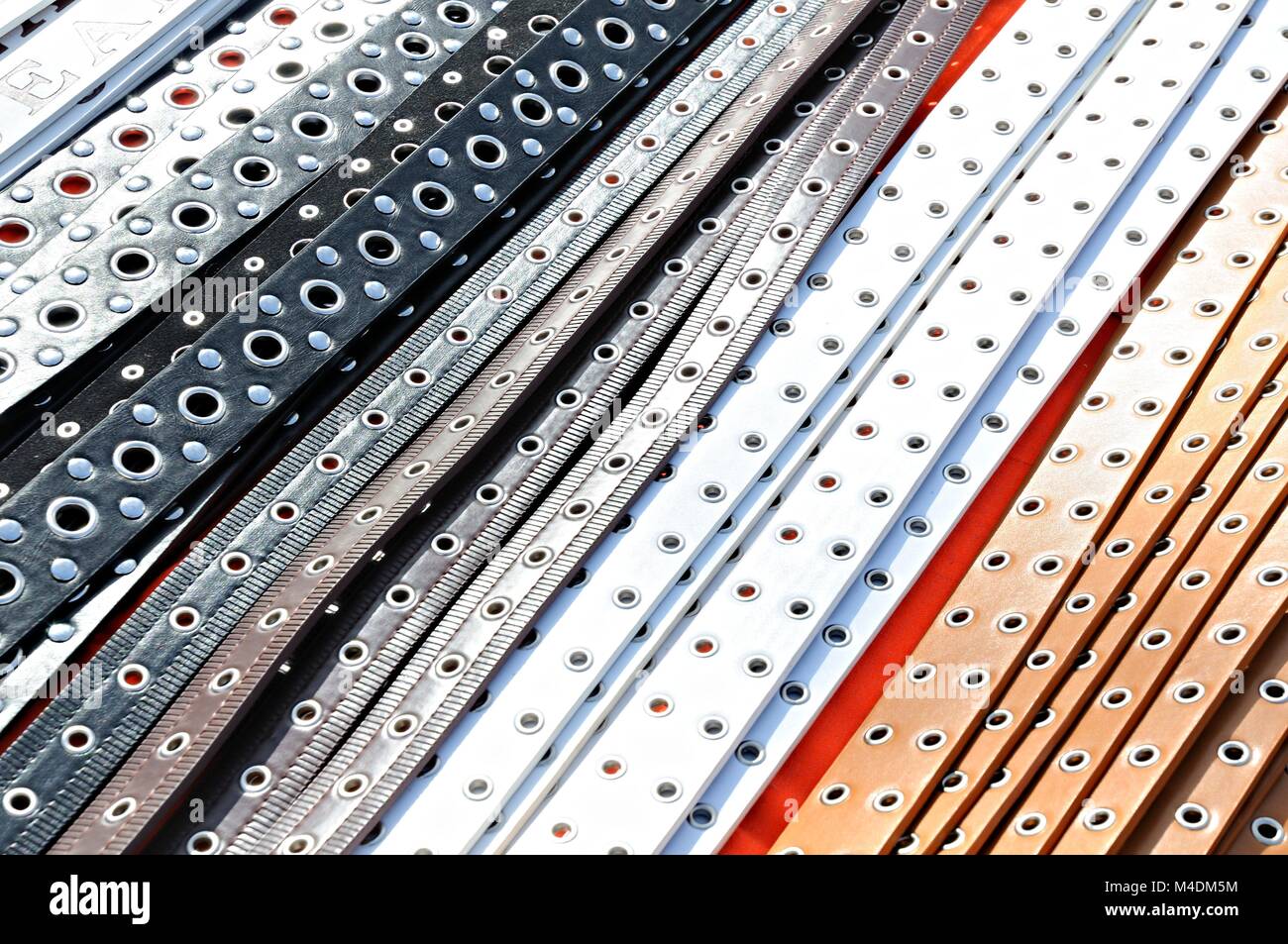 Belt with rivet hole pattern Stock Photo