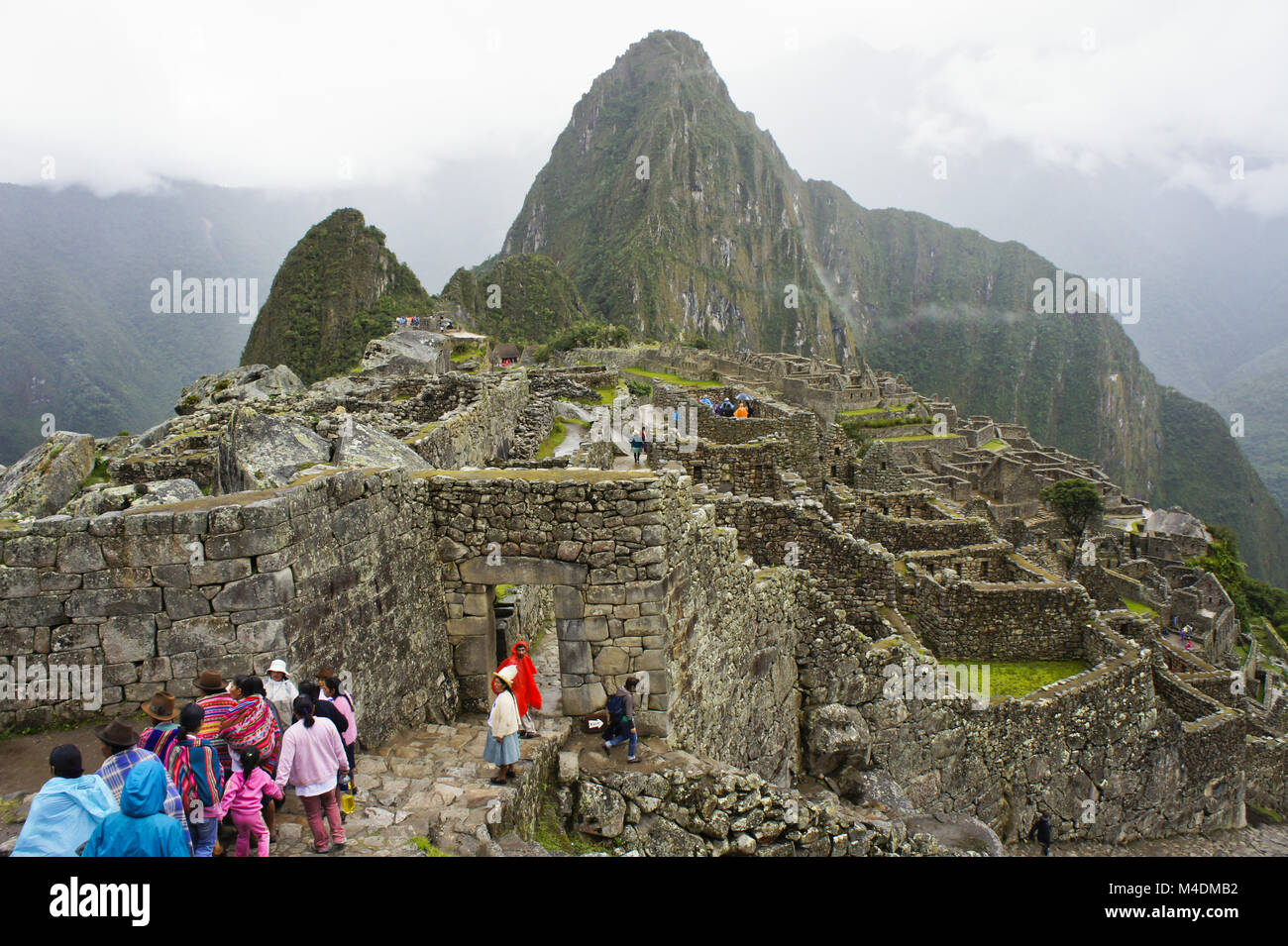 Machu Picchu, Peru, group of indians Stock Photo