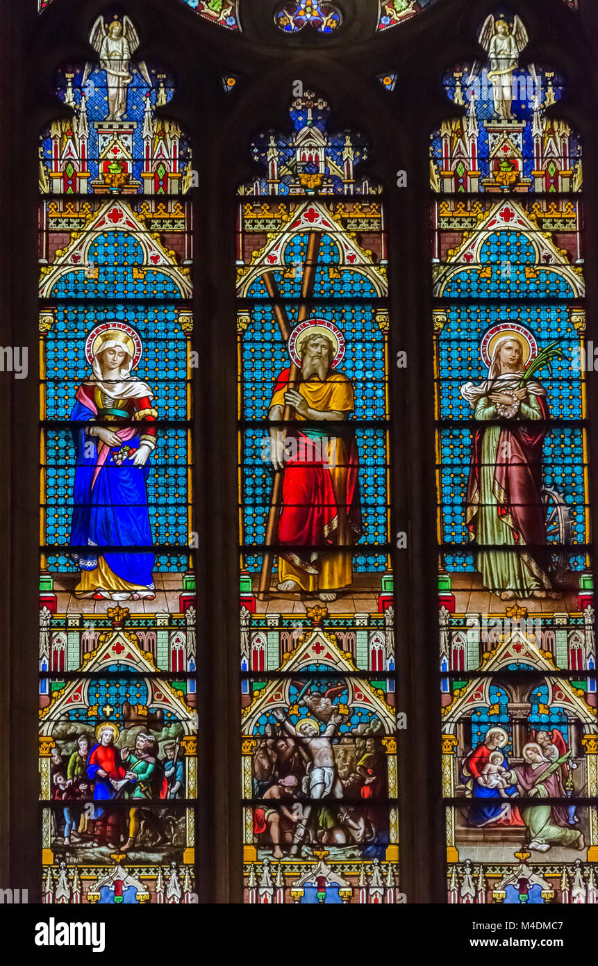 Stained glass windows of the Saint Patrick's Cathedral Stock Photo Alamy