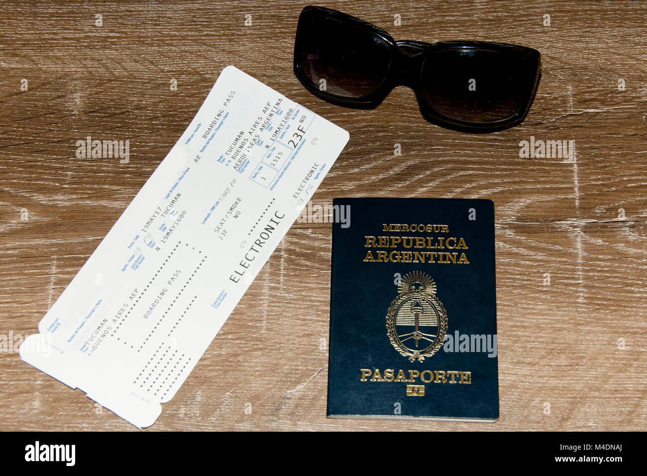 Argentina Passport & Boarding Pass Stock Photo