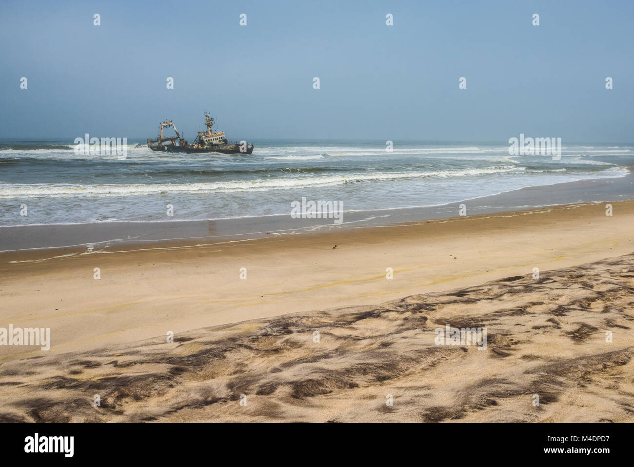 Shipwreck on beach, Skeleton Coast, Namibia Stock Photo - Alamy