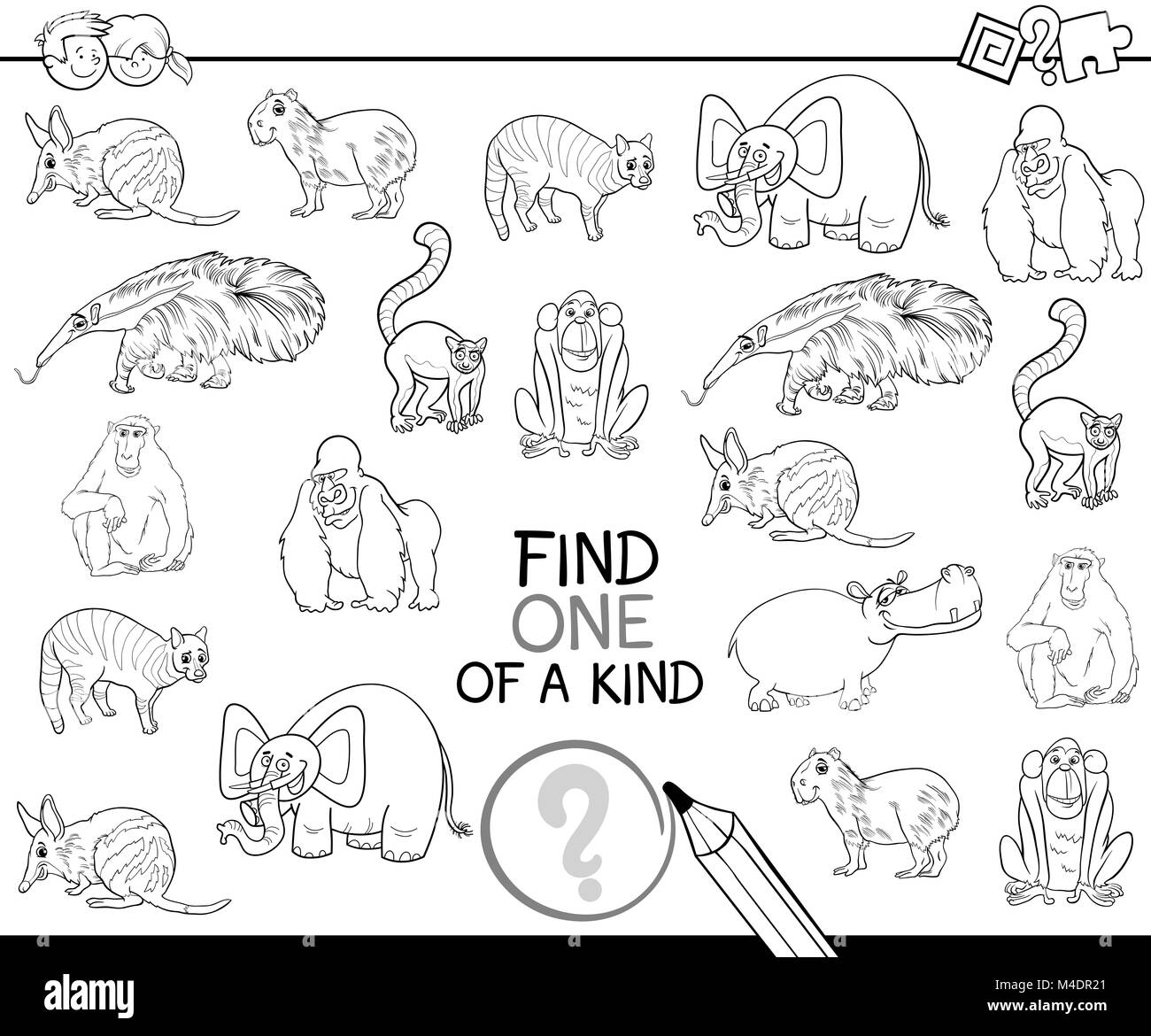 One Of A Kind Coloring Page Stock Photo Alamy