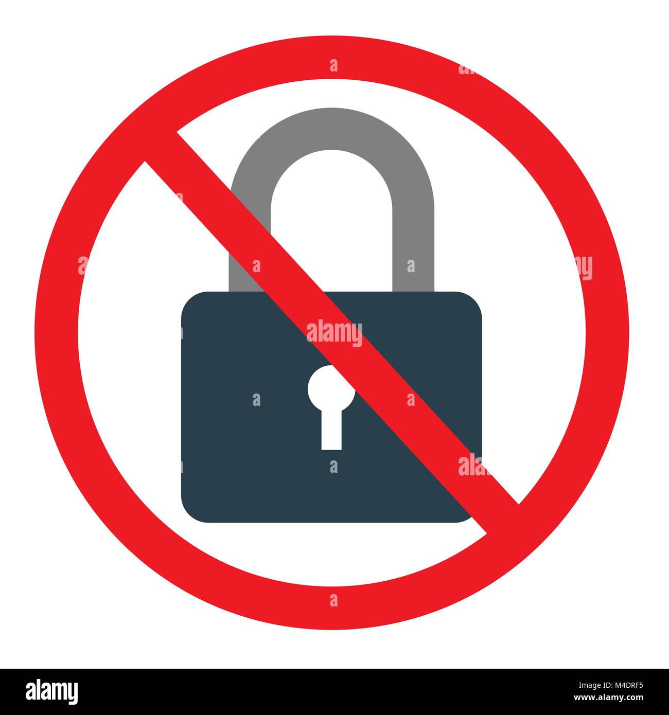 No lock sign on white background Stock Vector Image & Art - Alamy