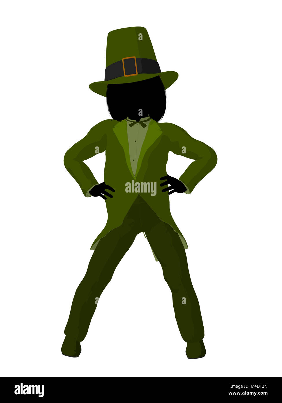 Leprechaun girl silhouette on a white background Stock Photo