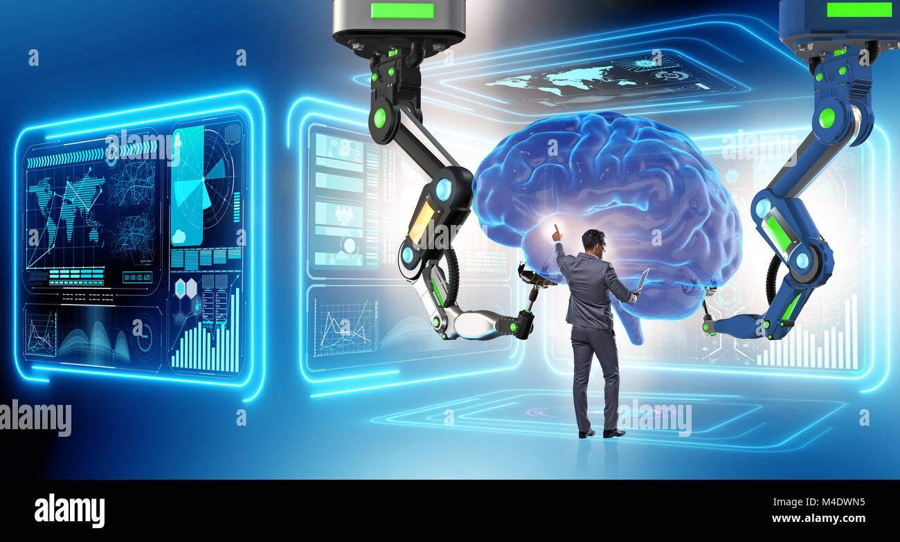 Artificial intelligence concept with businessman Stock Photo - Alamy