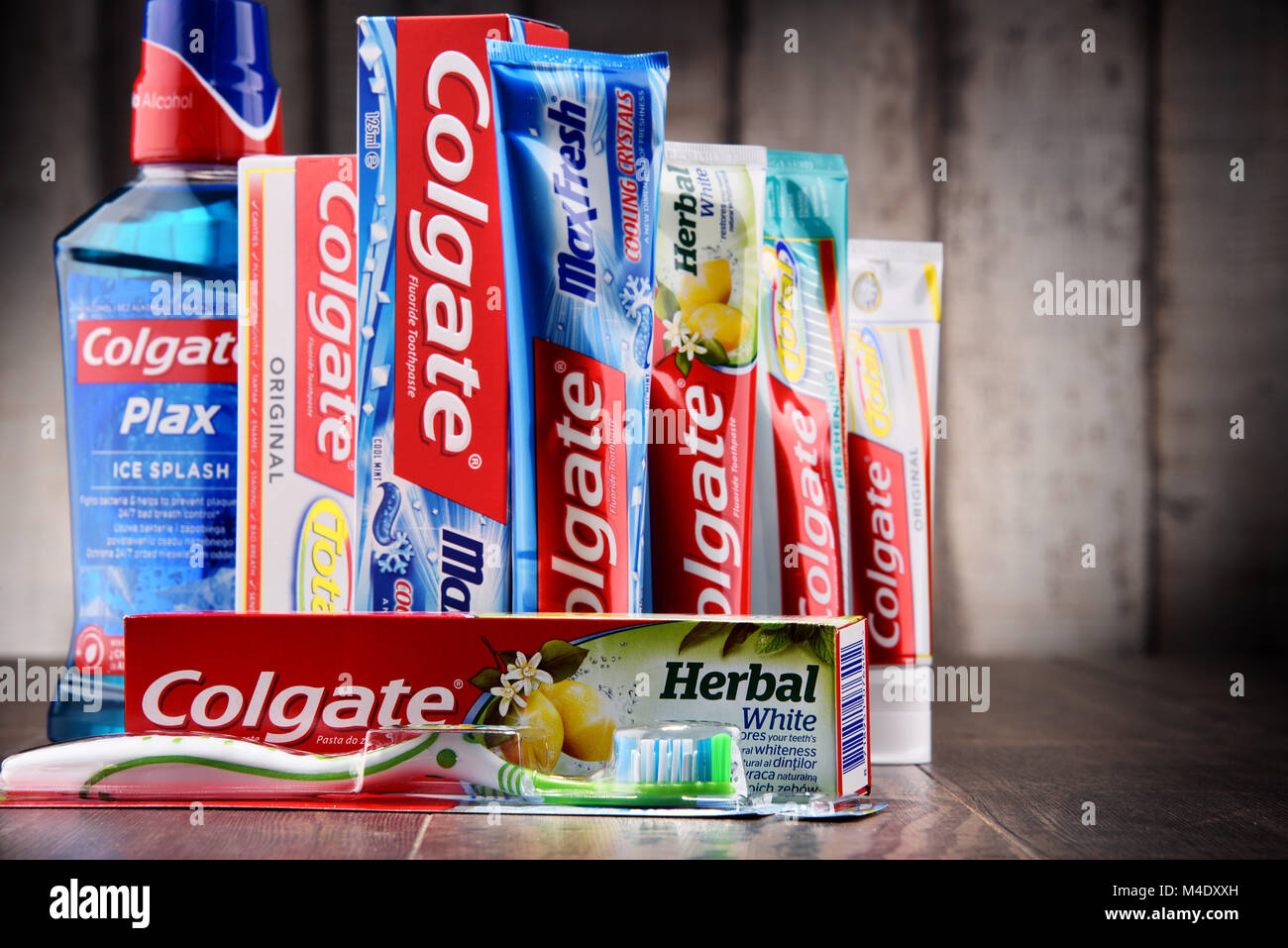 Colgate, a brand of oral hygiene products Stock Photo Alamy