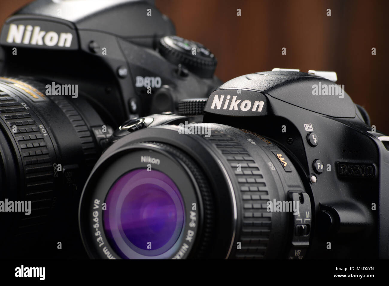 Nikon D810 and D3200 with nikkor zooms Stock Photo