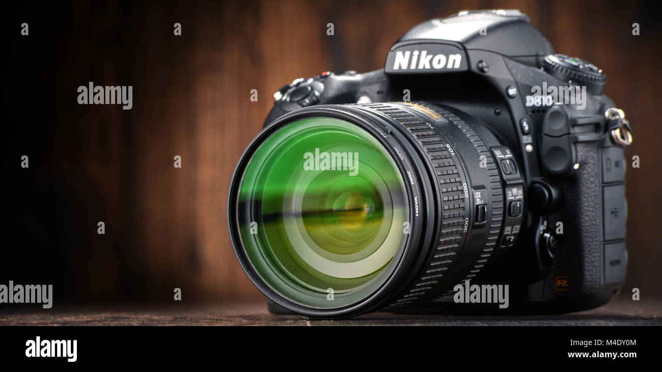 Nikon D810 camera with nikkor zoom Stock Photo