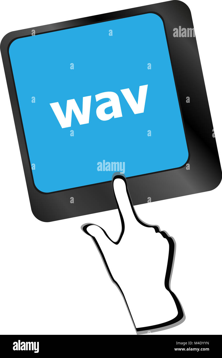 wav word on keyboard keys button with people hand Stock Photo