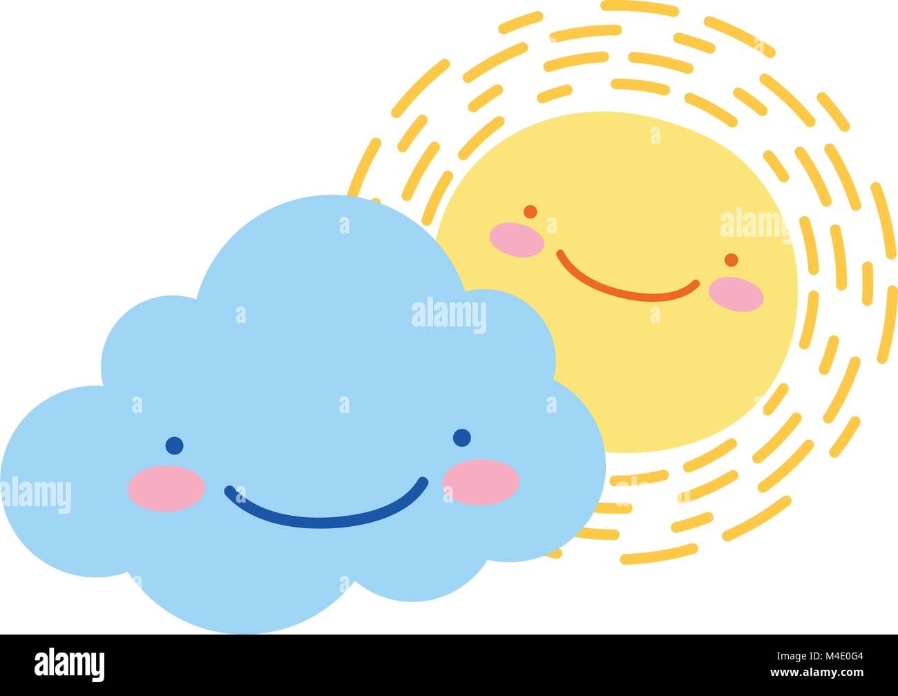 colorful happy sun with cloud kawaii natural weather Stock Vector Image ...