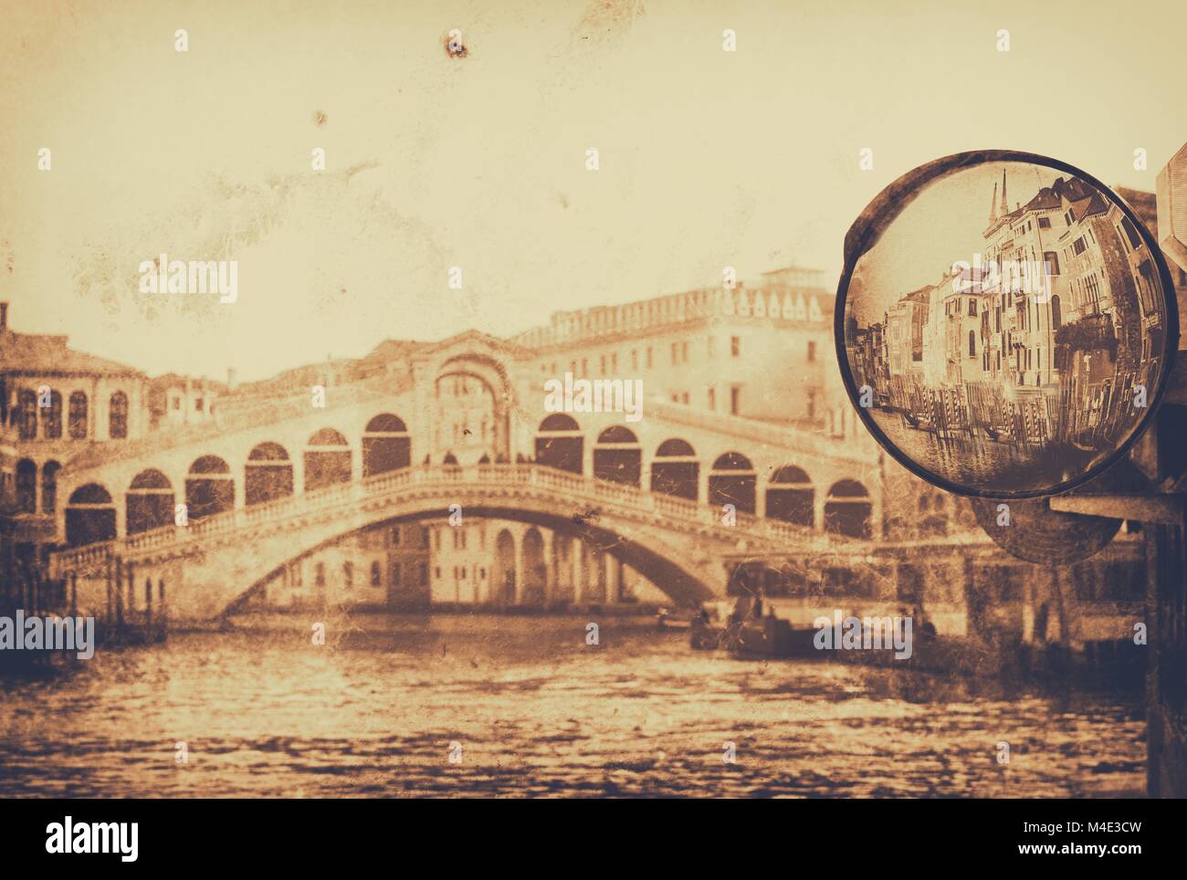 amazing Venice,Rialto bridge - artwork in painting style Stock Photo