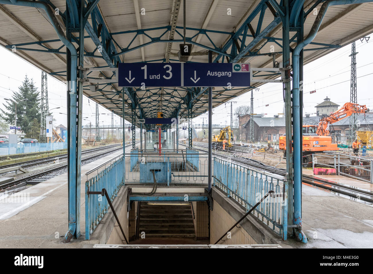 Modernization of Neubrandenburg Railway Station Stock Photo