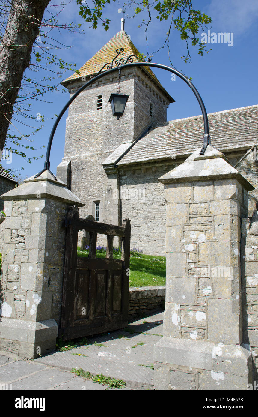 Dorset church with gate Stock Photo Alamy