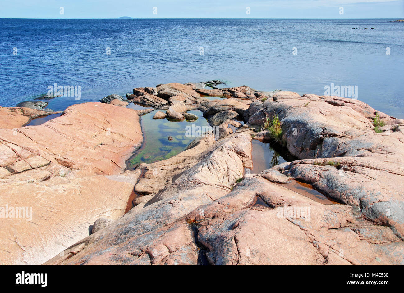 pink granite coast of the Baltic sea Stock Photo