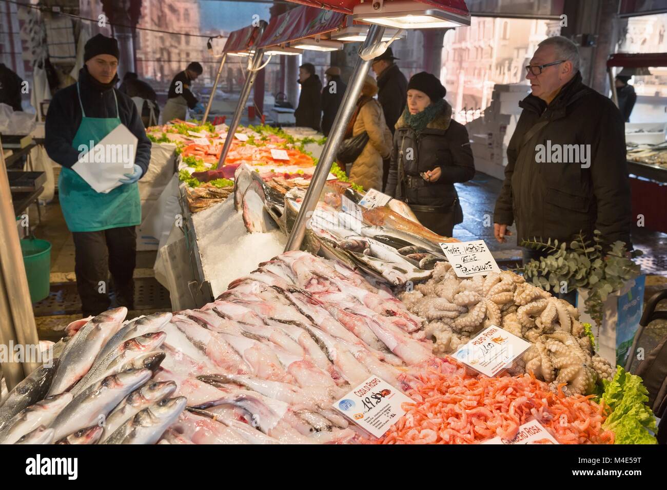 Seafood at the fish market Stock Photo